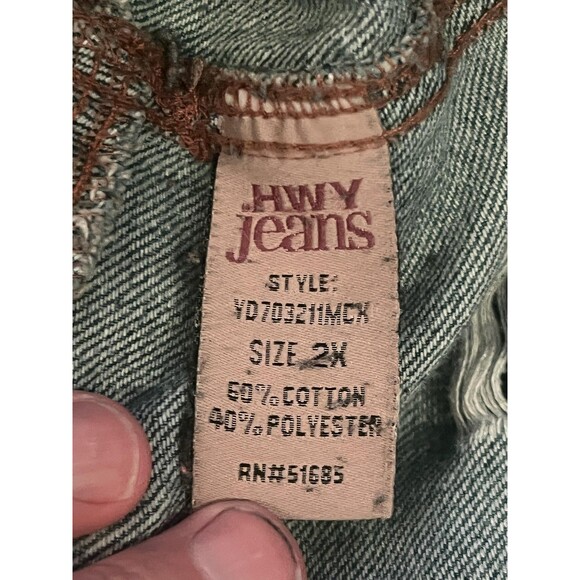 Highway Jeans Jacket Womens 2X Distressed Cropped Raw Hem Trucker VD703E1MCK - Picture 8 of 9